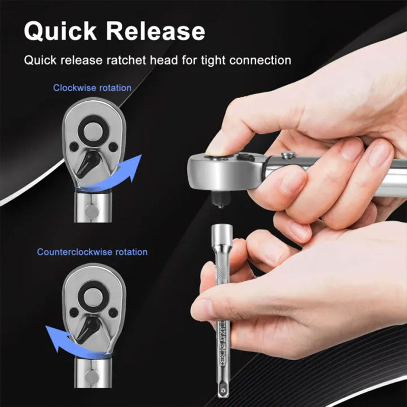 15-Piece Bike Torque Wrench Set, High Precision Preset Torque 2-24Nm Adjustable Ratchet with 1/4 Inch Drive