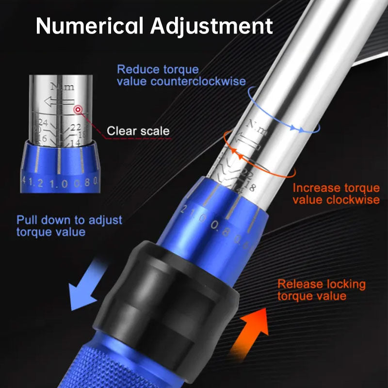 15-Piece Bike Torque Wrench Set, High Precision Preset Torque 2-24Nm Adjustable Ratchet with 1/4 Inch Drive