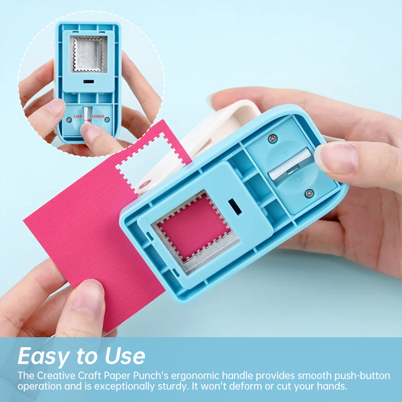 1x0.8-inch rectangular stamp punch, lever-action, handcrafted for paper crafts/scrapbooks, multi-material punching tool