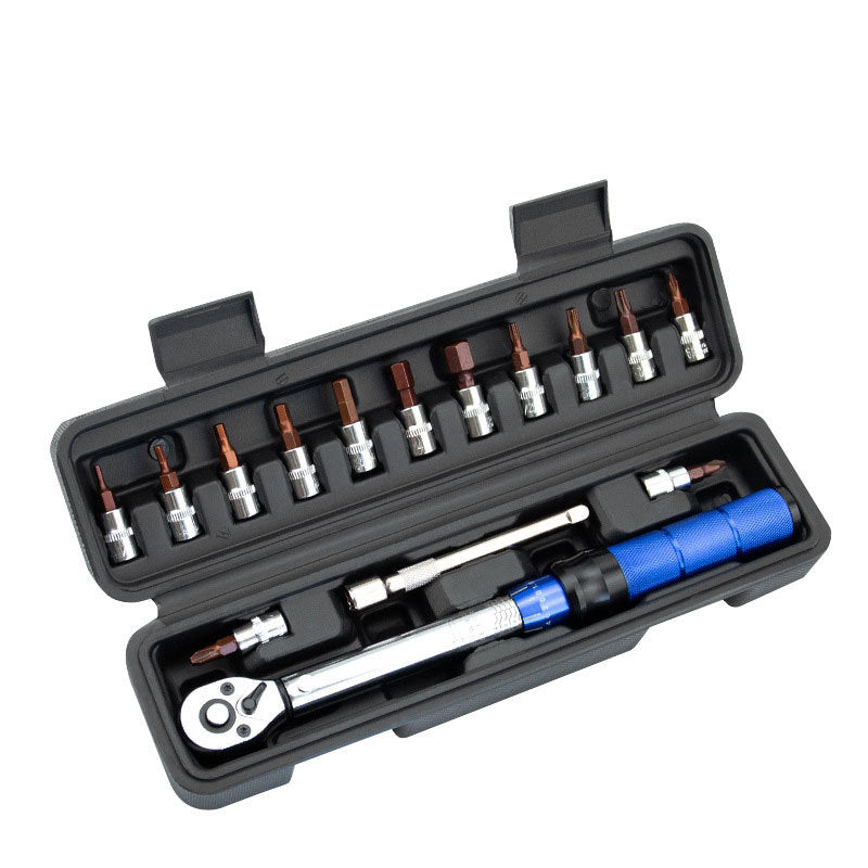 15-Piece Bike Torque Wrench Set, High Precision Preset Torque 2-24Nm Adjustable Ratchet with 1/4 Inch Drive