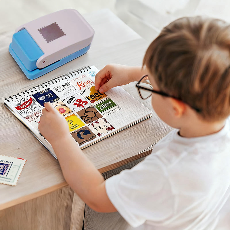 1x0.8-inch rectangular stamp punch, lever-action, handcrafted for paper crafts/scrapbooks, multi-material punching tool