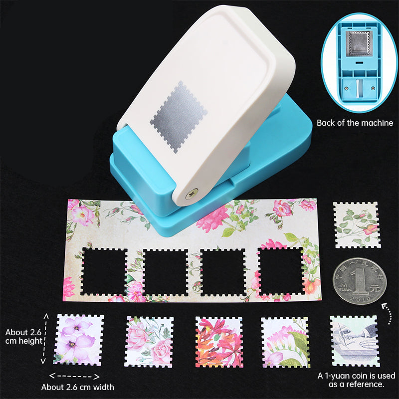 1x0.8-inch rectangular stamp punch, lever-action, handcrafted for paper crafts/scrapbooks, multi-material punching tool
