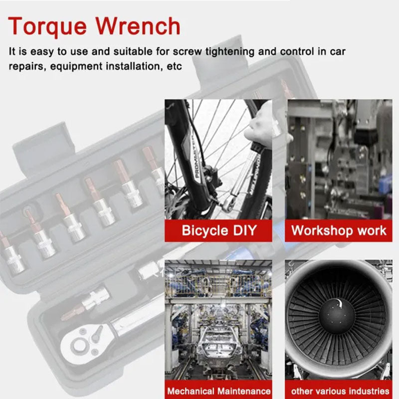15-Piece Bike Torque Wrench Set, High Precision Preset Torque 2-24Nm Adjustable Ratchet with 1/4 Inch Drive